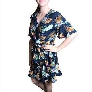 Entro, tropical pattern dress, EUC